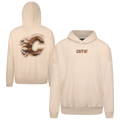 Men's Levelwear Khaki Calgary Flames Pullover Hoodie