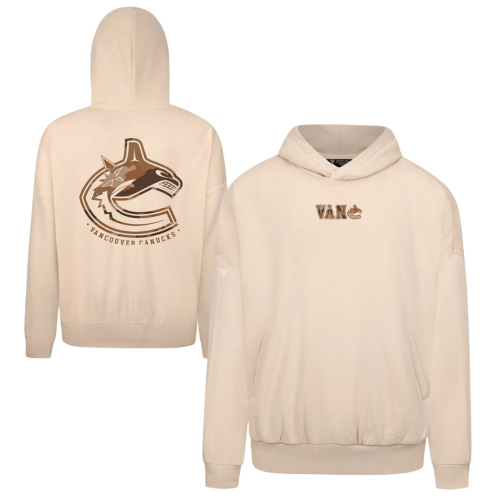 Men's Levelwear Khaki Vancouver Canucks Pullover Hoodie