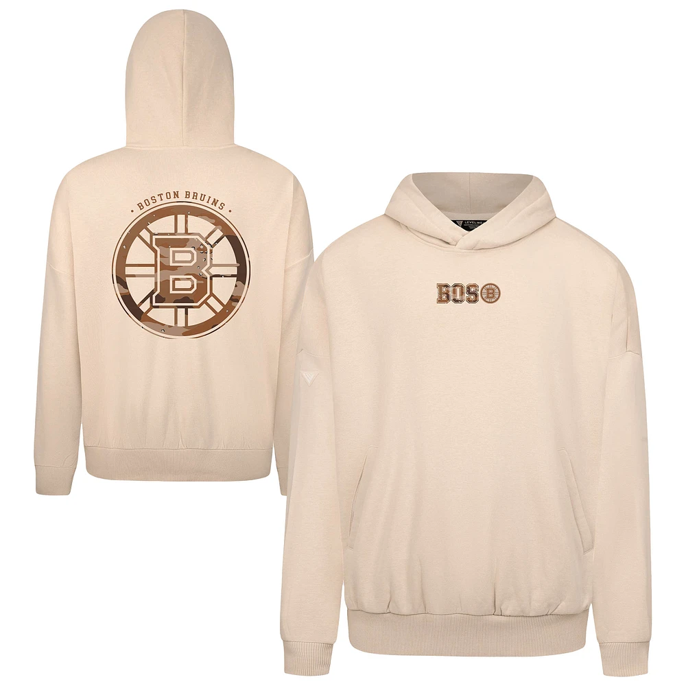 Men's Levelwear Khaki Boston Bruins Pullover Hoodie