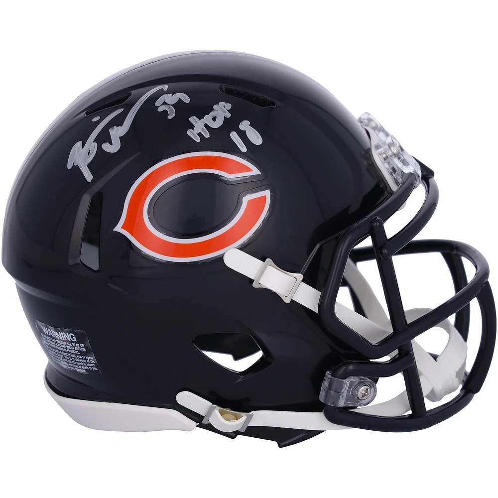 Brian Urlacher Chicago Bears Autographed Riddell Speed Mini Helmet with "HOF 18" Inscription