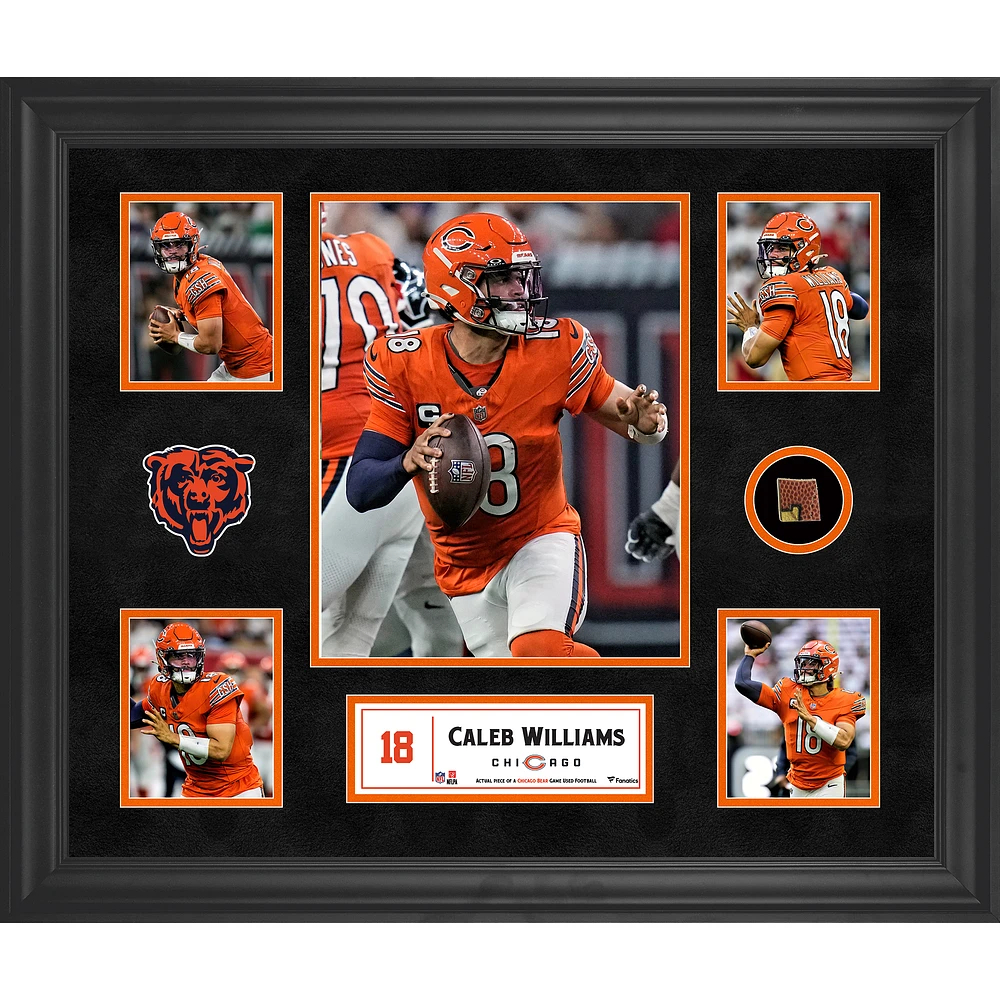 Caleb Williams Chicago Bears Framed 20" x 24" 5-Photo Collage with a Piece of Game-Used Football