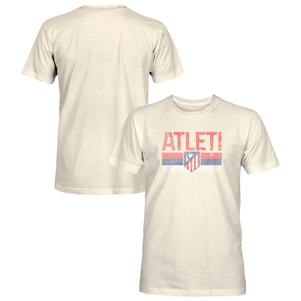 Men's 1863FC Tan Atletico de Madrid Retro Stripes Short Sleeve T-Shirt