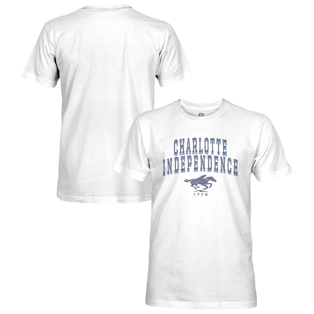 Men's 1863FC White Charlotte Independence Retro Wordmark Short Sleeve T-Shirt