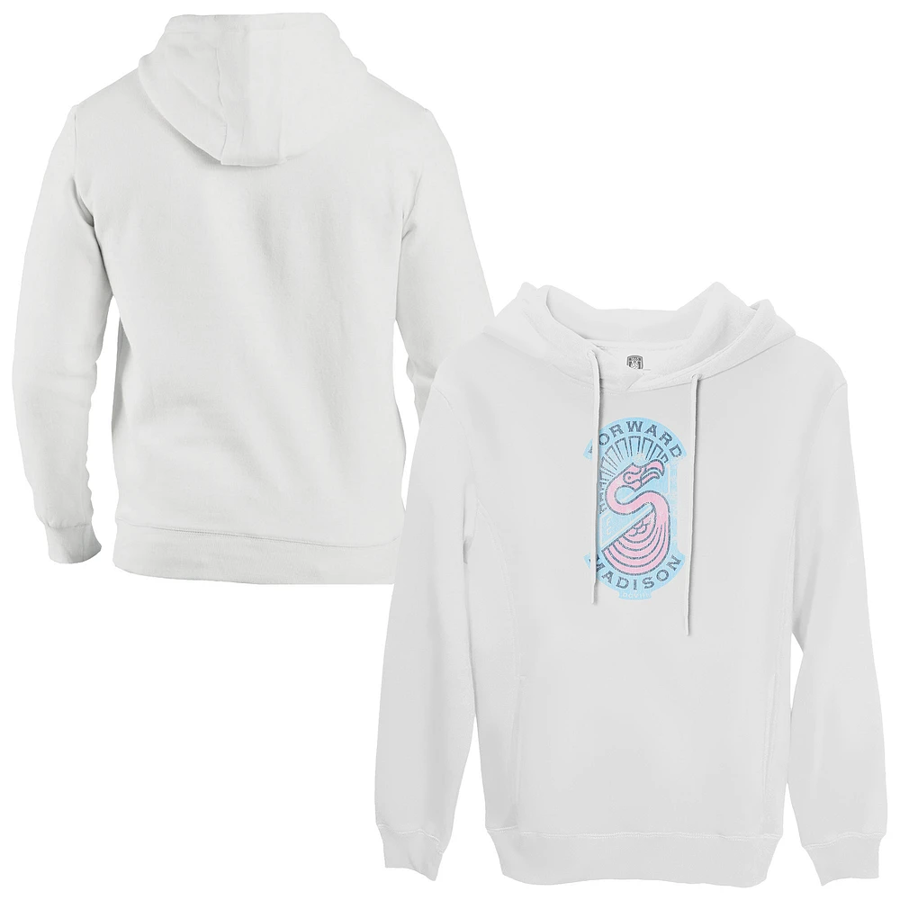 Men's 1863FC White Forward Madison FC Vintage Badge Pullover Fleece Hoodie