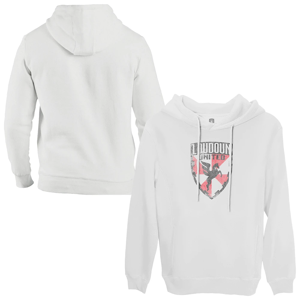 Men's 1863FC White Loudoun United FC Vintage Badge Pullover Fleece Hoodie