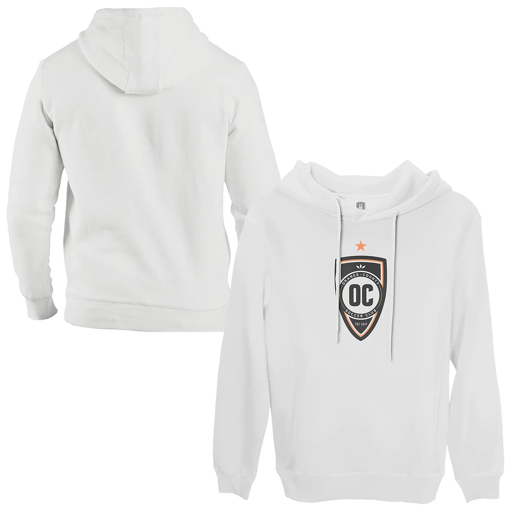 Men's 1863FC White Orange County SC Vintage Badge Pullover Fleece Hoodie