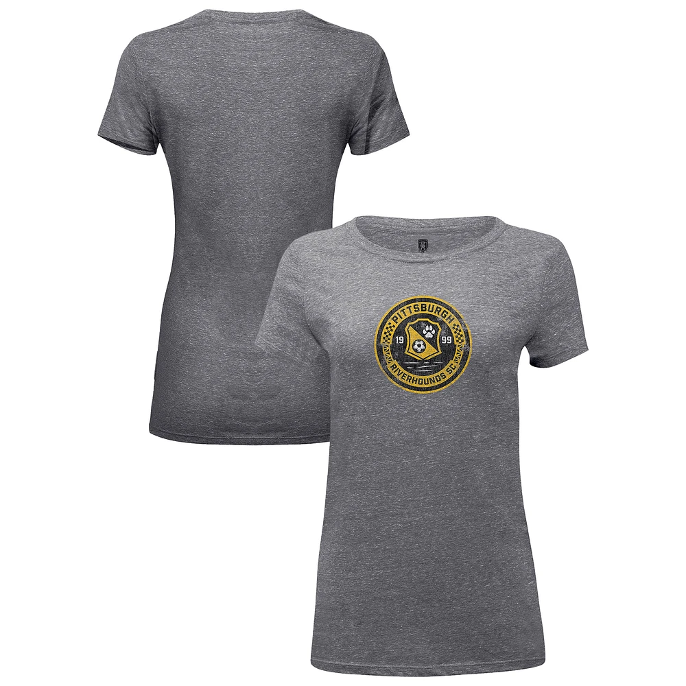 Women's 1863FC Heather Gray Pittsburgh Riverhounds SC Color Badge Tri-Blend T-Shirt