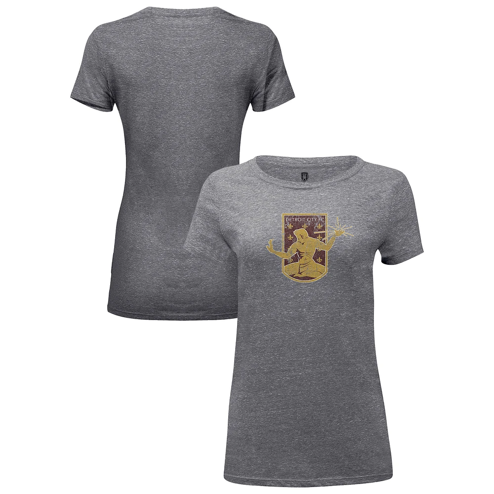 Women's 1863FC Heather Gray Detroit City FC Color Badge Tri-Blend T-Shirt