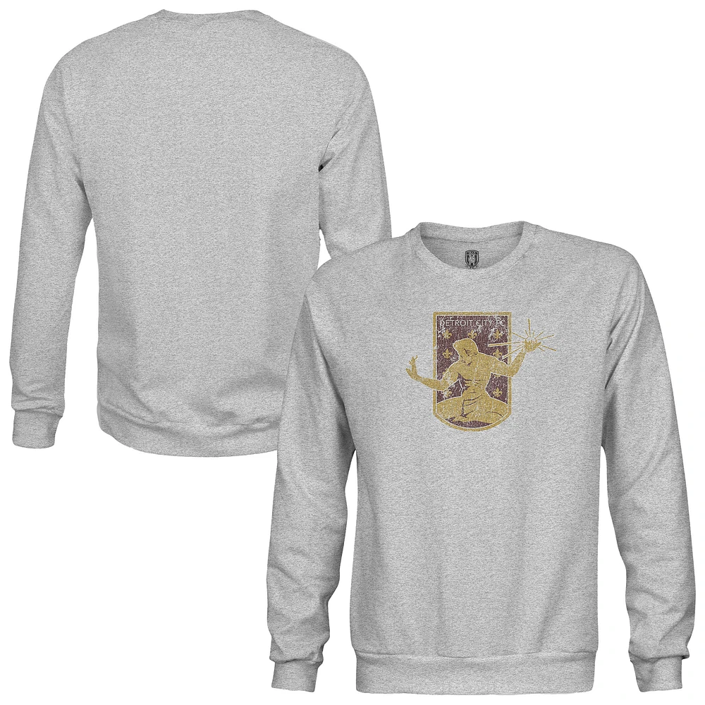 Men's 1863FC Heather Gray Detroit City FC Color Badge Pullover Sweatshirt
