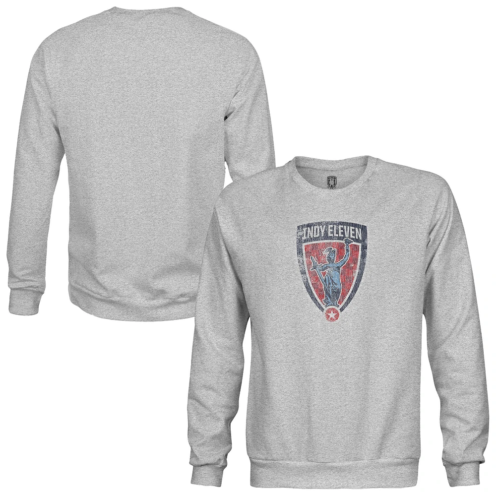 Men's 1863FC Heather Gray Indy Eleven Color Badge Pullover Sweatshirt