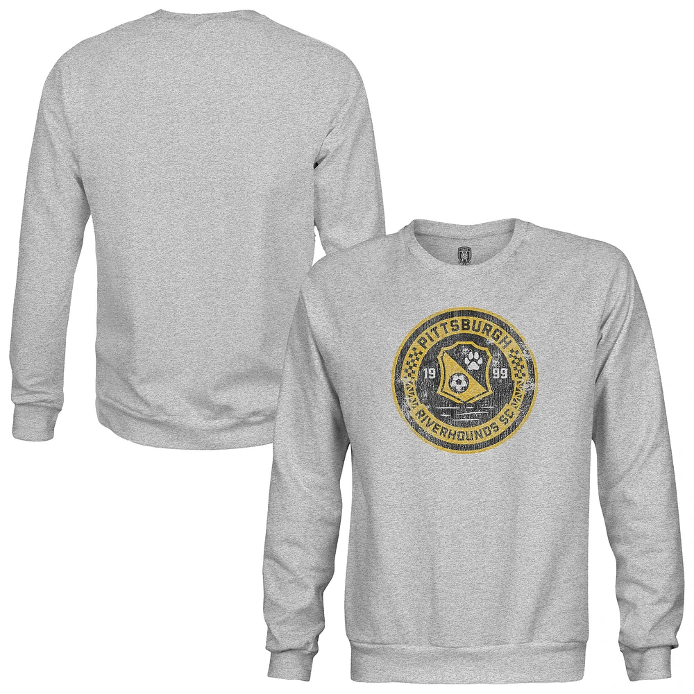 Men's 1863FC Heather Gray Pittsburgh Riverhounds SC Color Badge Pullover Sweatshirt