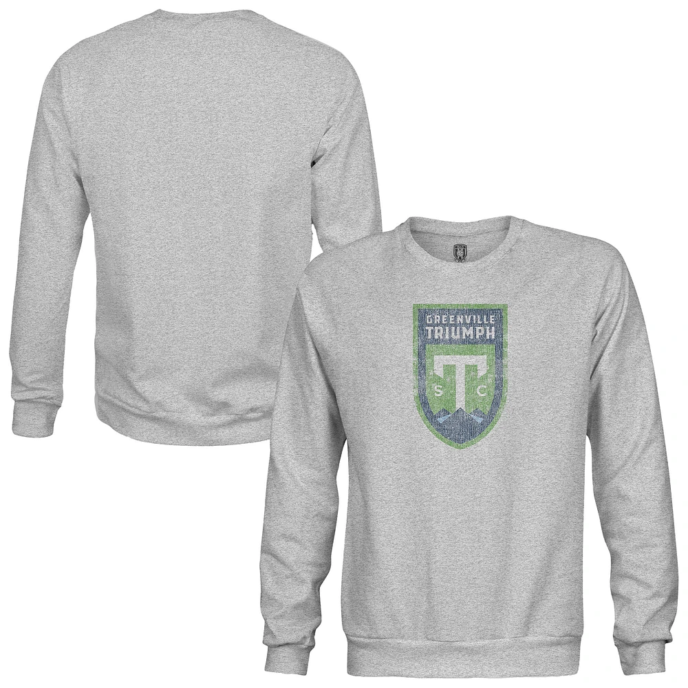 Men's 1863FC Heather Gray Greenville Triumph Color Badge Pullover Sweatshirt