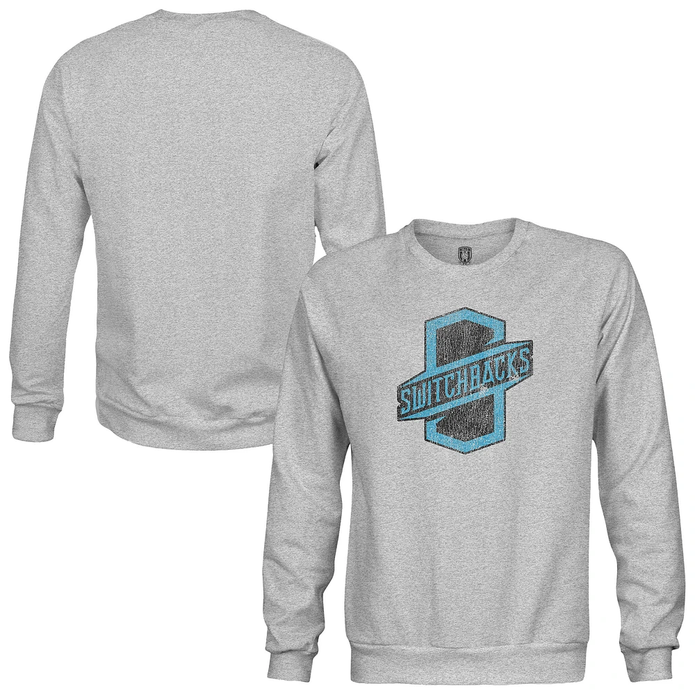Men's 1863FC Heather Gray Colorado Springs Switchbacks FC Color Badge Pullover Sweatshirt