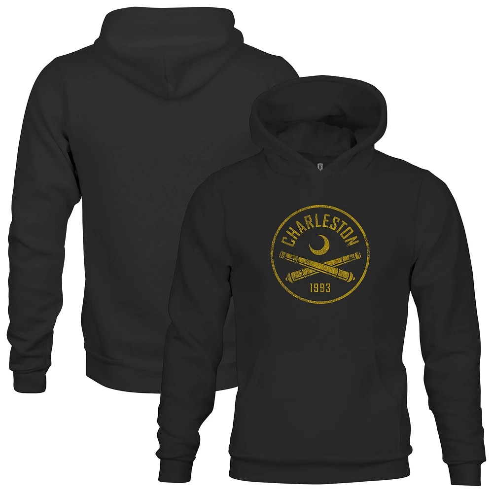 Youth 1863FC Black Charleston Battery Badge Fleece Pullover Hoodie