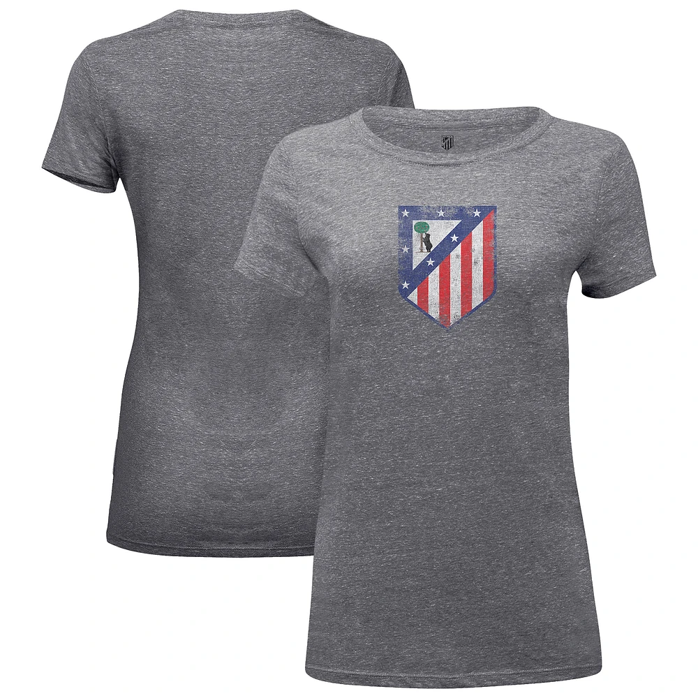 Women's 1863FC Heather Gray Atletico de Madrid Color Badge Tri-Blend T-Shirt