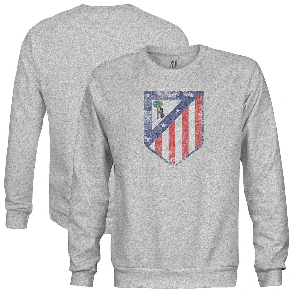 Men's 1863FC Heather Gray Atletico de Madrid Color Badge Pullover Sweatshirt