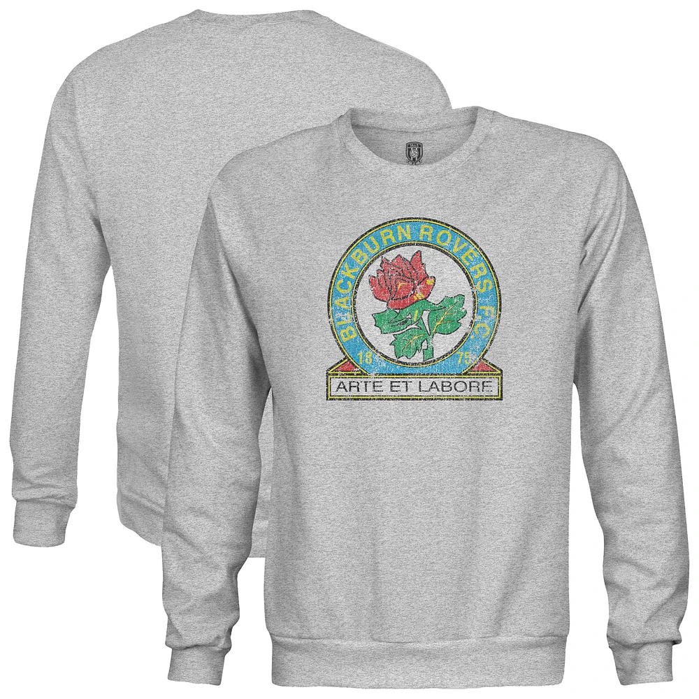 Men's 1863FC Heather Gray Blackburn Rovers Color Badge Pullover Sweatshirt