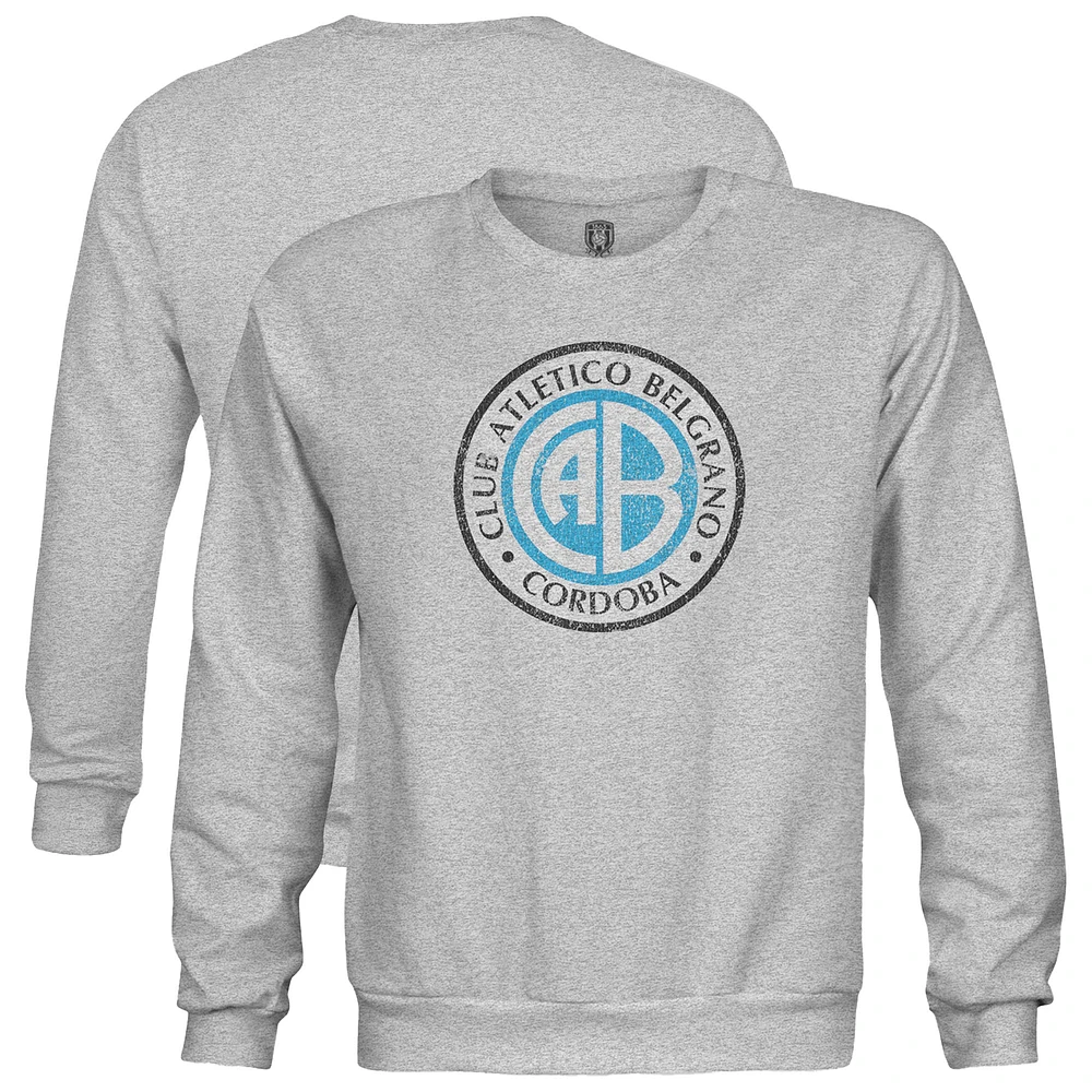 Youth 1863FC Heather Gray Club Atletico Belgrano Color Badge Crewneck Sweatshirt