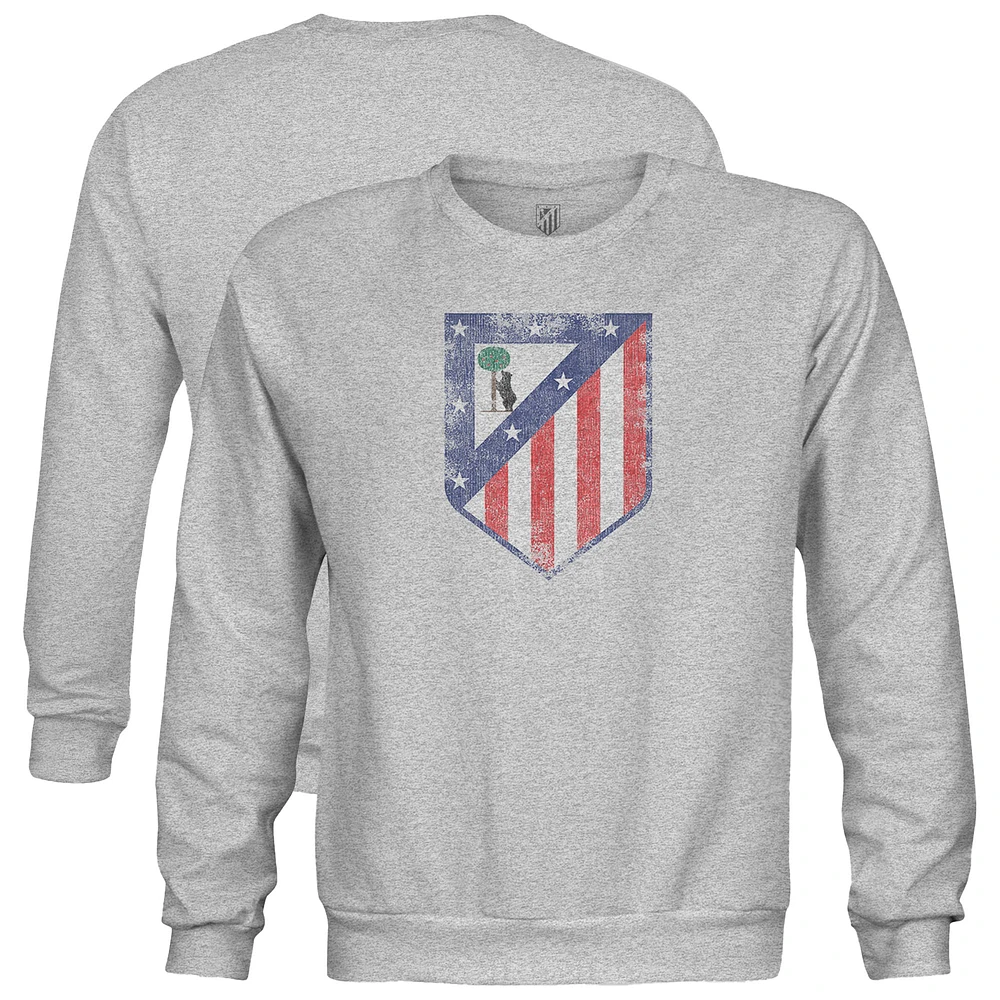 Youth 1863FC Heather Gray Atletico de Madrid Color Badge Crewneck Sweatshirt