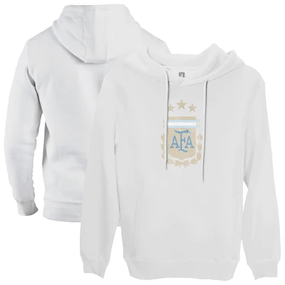 Men's 1863FC White Argentina National Team Color Badge Fleece Pullover Hoodie