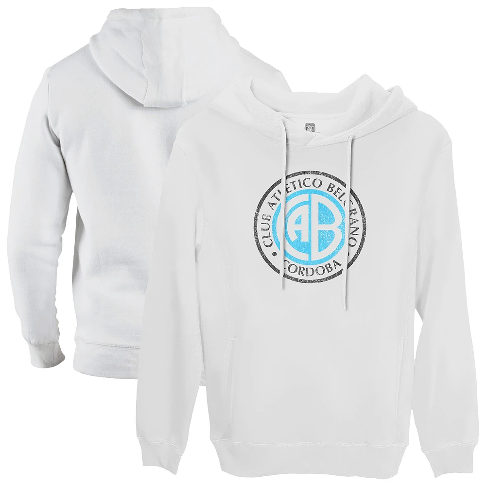Men's 1863FC White Club Atletico Belgrano Color Badge Fleece Pullover Hoodie