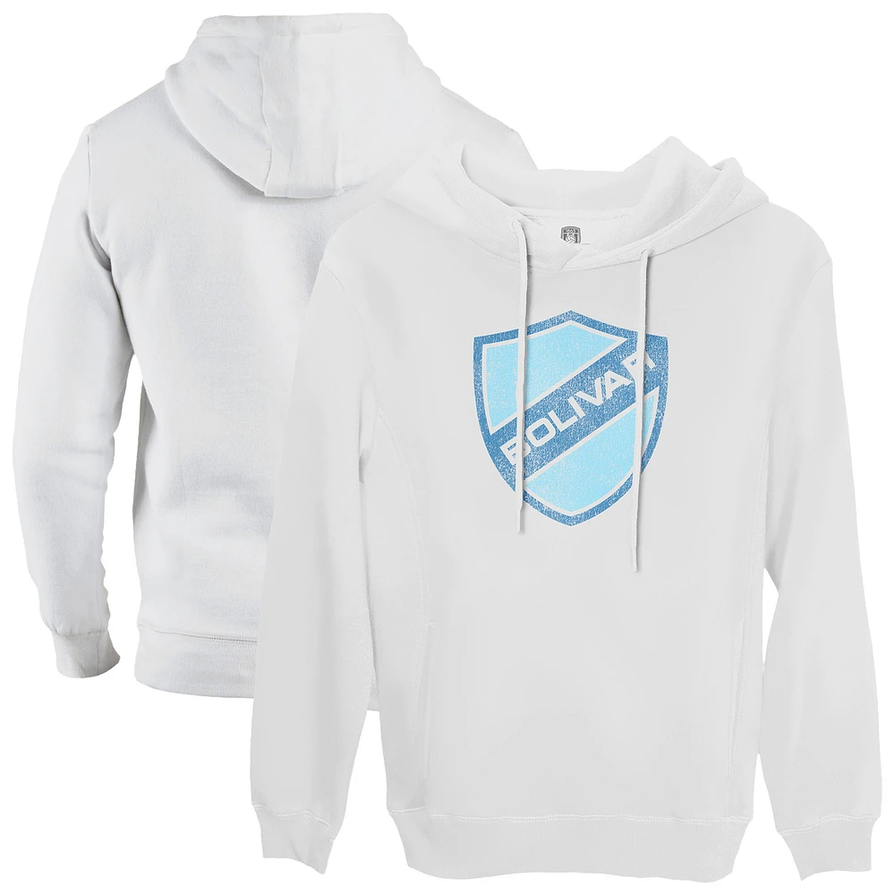 Men's 1863FC White Club Bolívar Color Badge Fleece Pullover Hoodie