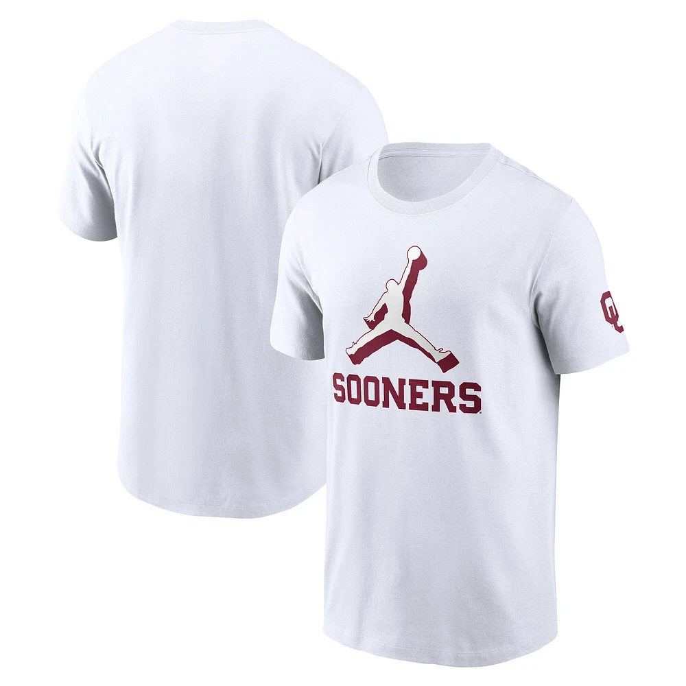 Men's Jordan Brand White Oklahoma Sooners Primetime 2-Hit Swoosh T-Shirt