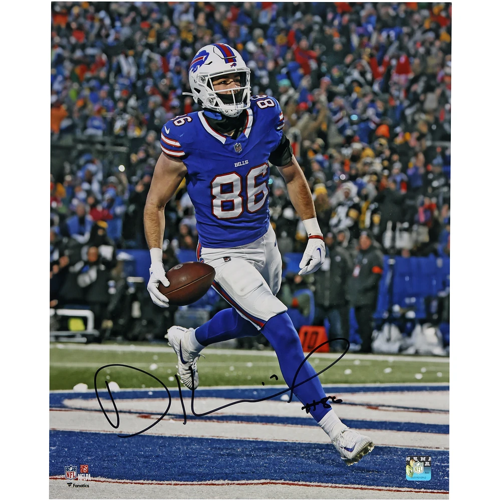 Dalton Kincaid Buffalo Bills Autographed 16" x 20" Snowing Touchdown Vertical Photograph
