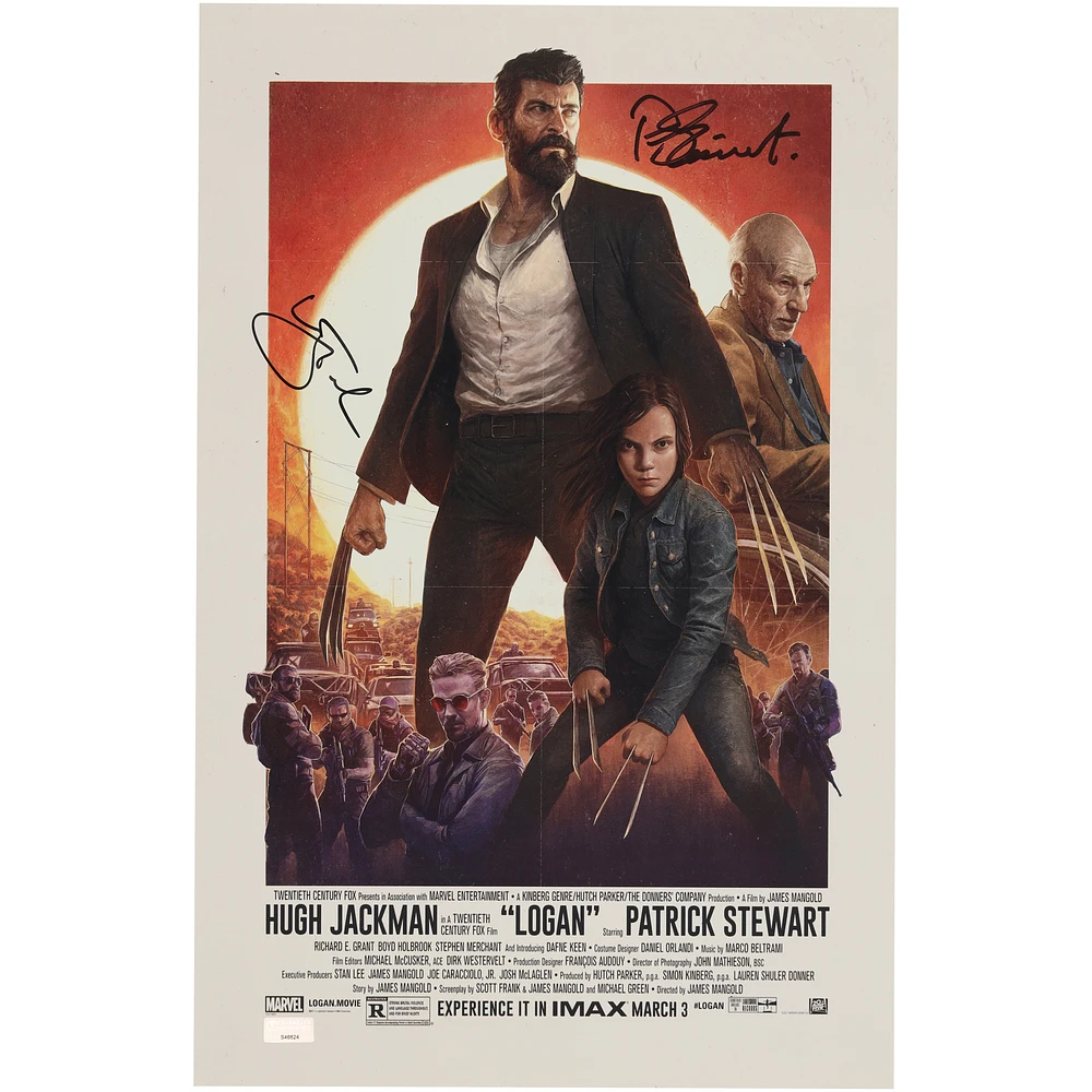 Hugh Jackman & Patrick Stewart Logan Autographed 11" x 17" Movie Poster