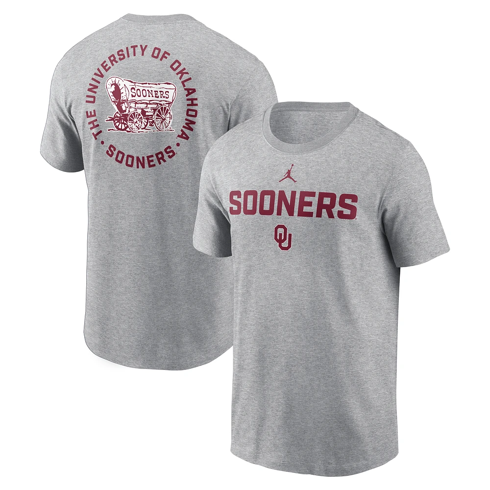 Men's Jordan Brand Heather Gray Oklahoma Sooners Campus 2-Hit T-Shirt