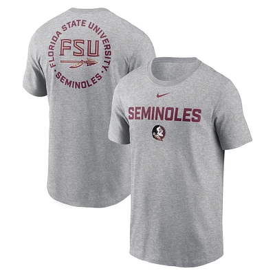 Men's Nike Heather Gray Florida State Seminoles Campus 2-Hit T-Shirt