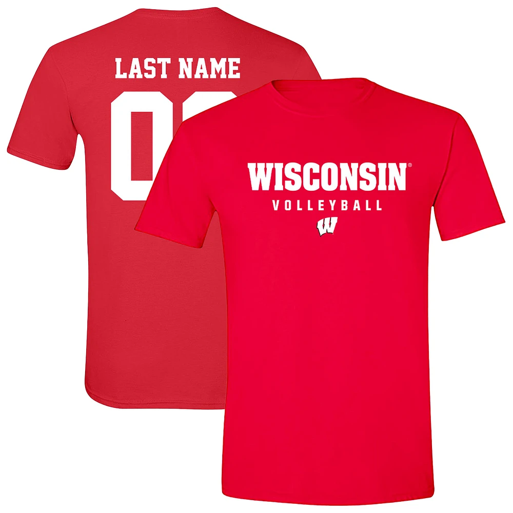 Unisex Red Wisconsin Badgers Women's Volleyball NIL Pick-A-Player Shirsey Short Sleeve T-Shirt