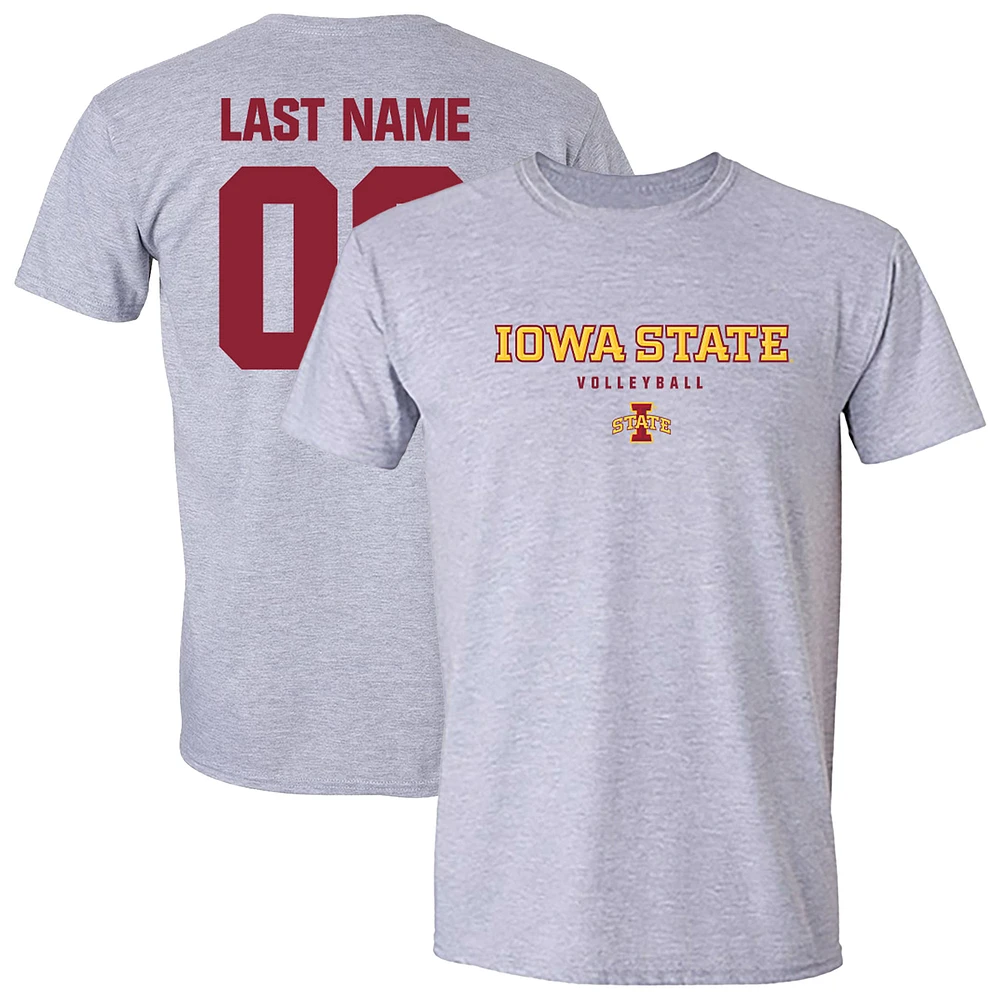 Unisex Gray Iowa State Cyclones Women's Volleyball NIL Pick-A-Player Shirsey Short Sleeve T-Shirt