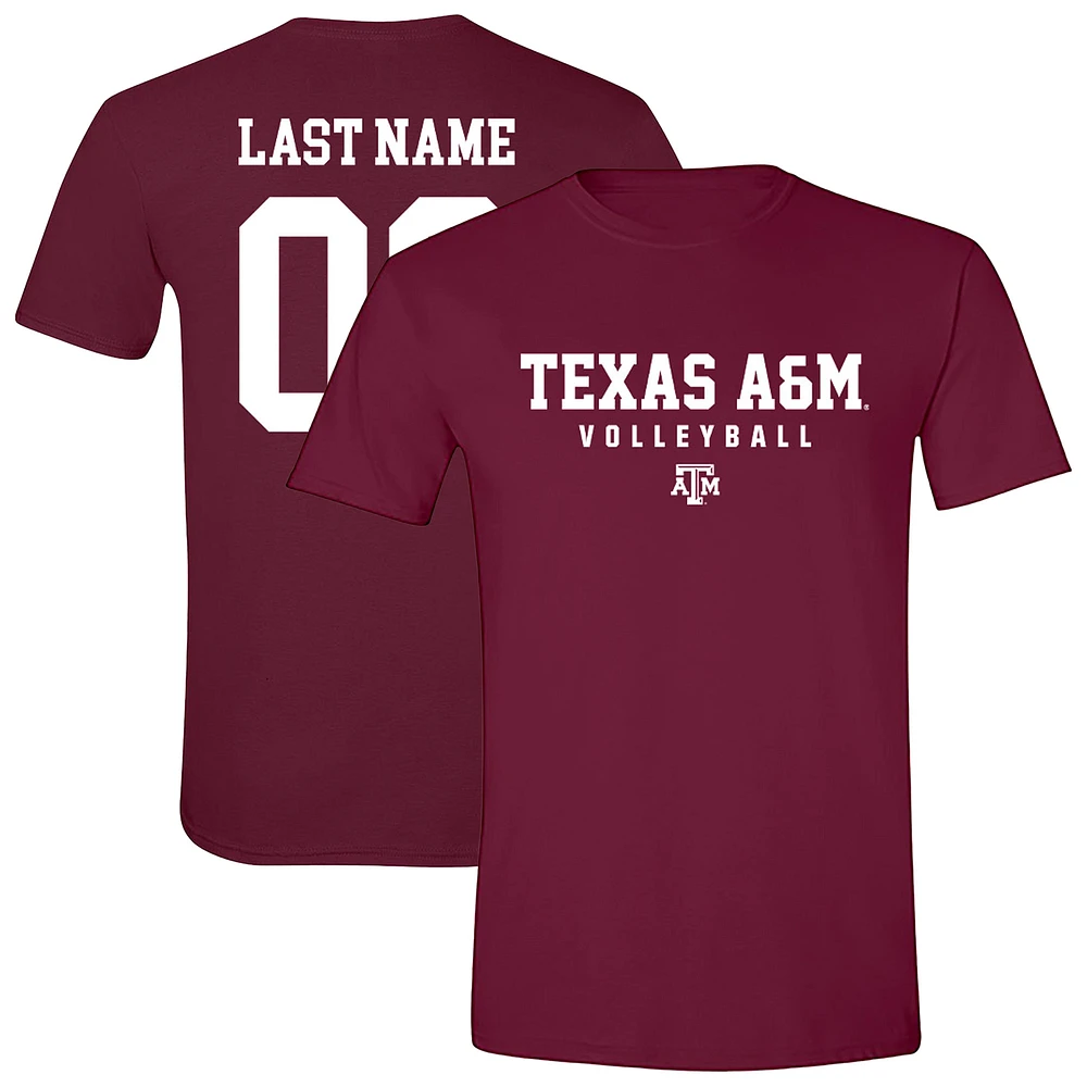 Unisex Maroon Texas A&M Aggies Women's Volleyball NIL Pick-A-Player Shirsey Short Sleeve T-Shirt