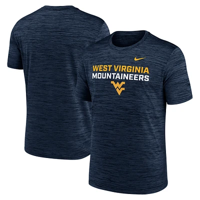Men's Nike Navy West Virginia Mountaineers Campus Center Stack Velocity Performance T-Shirt