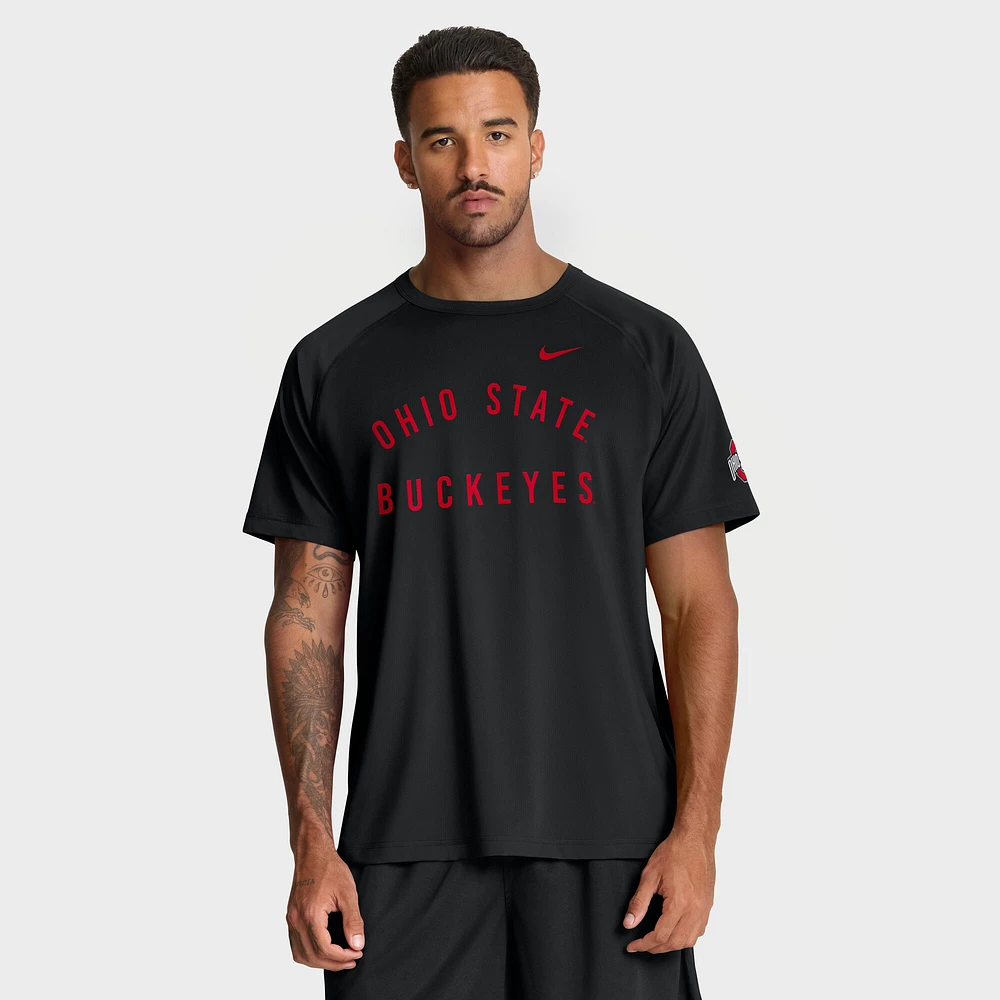 Men's Nike Black Ohio State Buckeyes Premium Performance Ready Raglan Dri-FIT T-Shirt