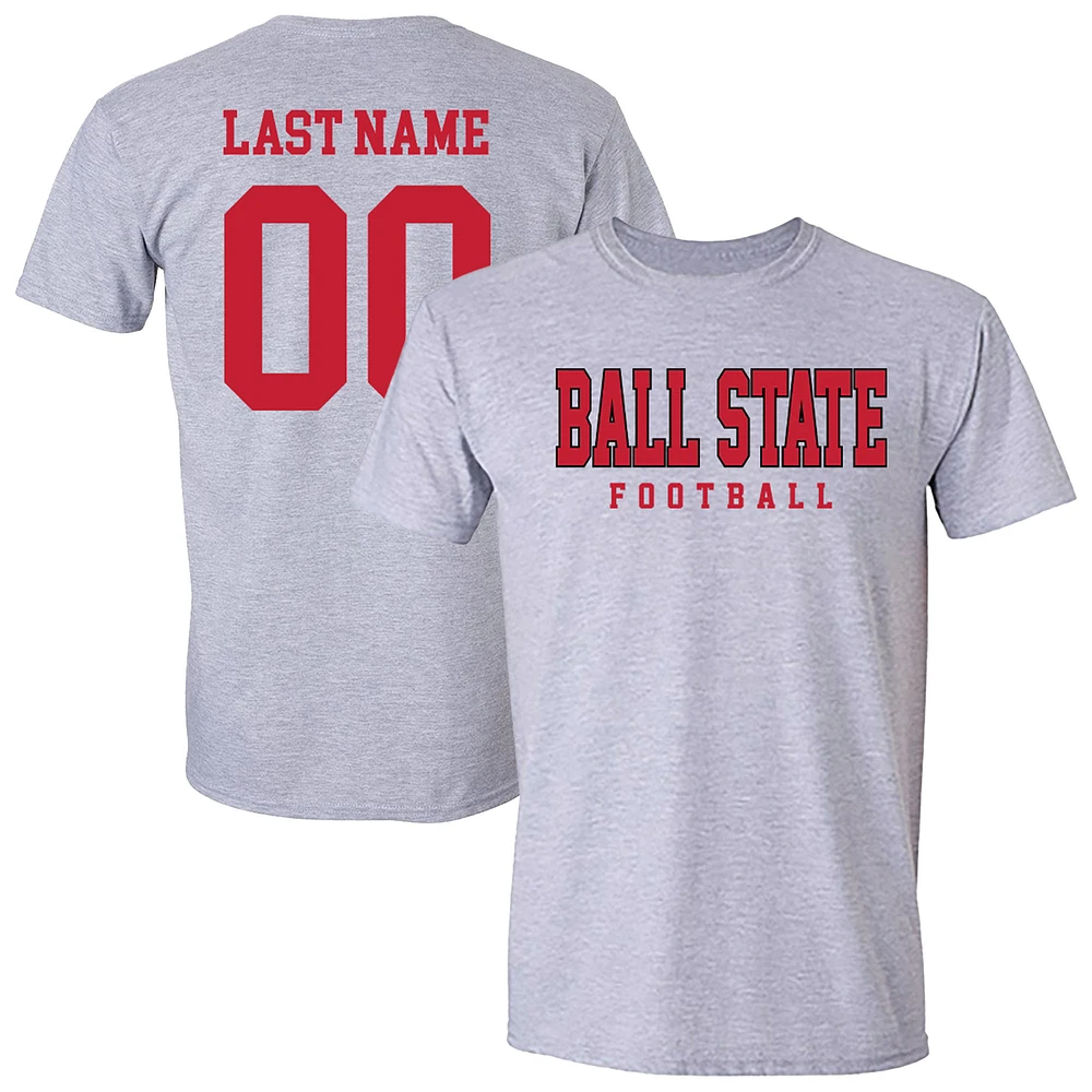Unisex Gray Ball State Cardinals Collegiate Football NIL Pick-A-Player T-Shirt