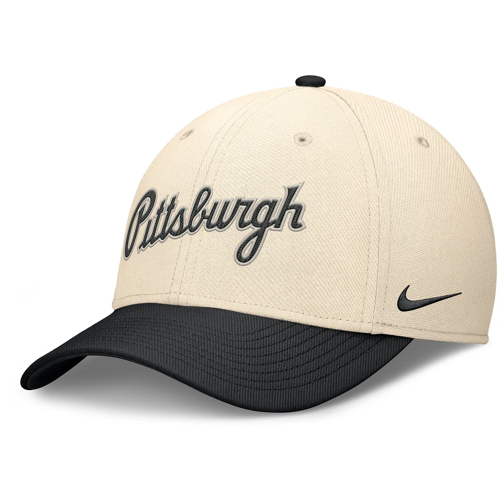Men's Nike Natural/Black Pittsburgh Pirates Statement Rise Performance Flex Hat