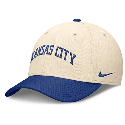 Men's Nike Natural/Royal Kansas City Royals Statement Rise Performance Flex Hat