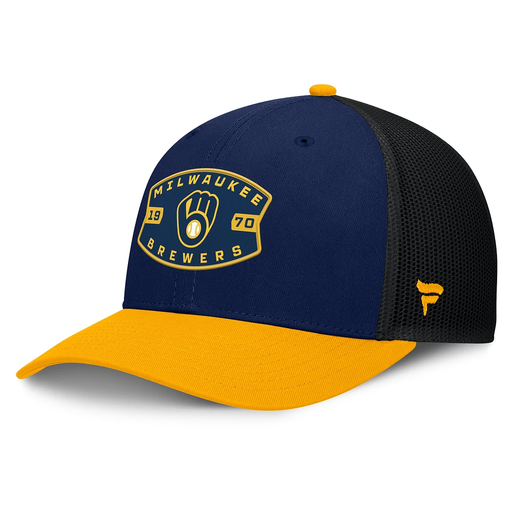 Men's Milwaukee Brewers Fanatics Navy/Gold Cutoff Adjustable Trucker Hat