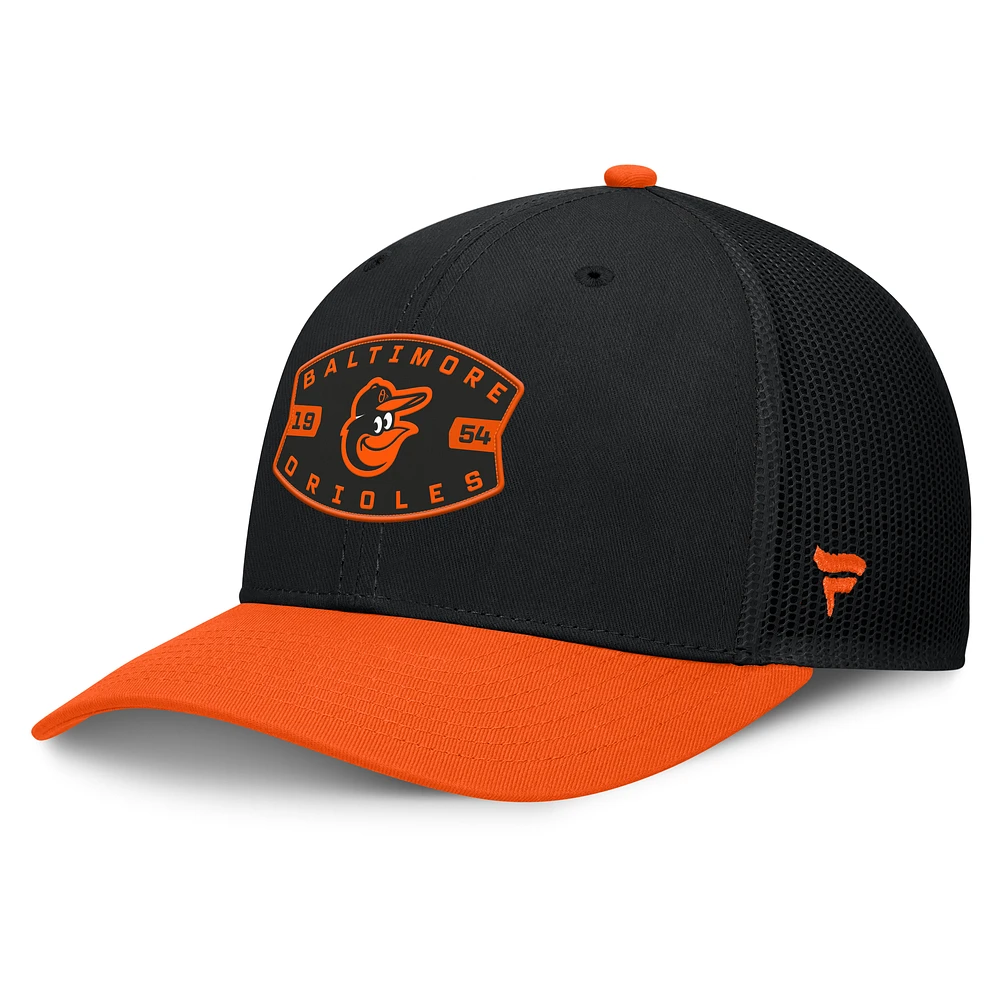 Men's Baltimore Orioles Fanatics Black/Orange Cutoff Adjustable Trucker Hat