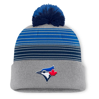 Men's Toronto Blue Jays Fanatics Gray Balk Cuffed Knit Hat with Pom