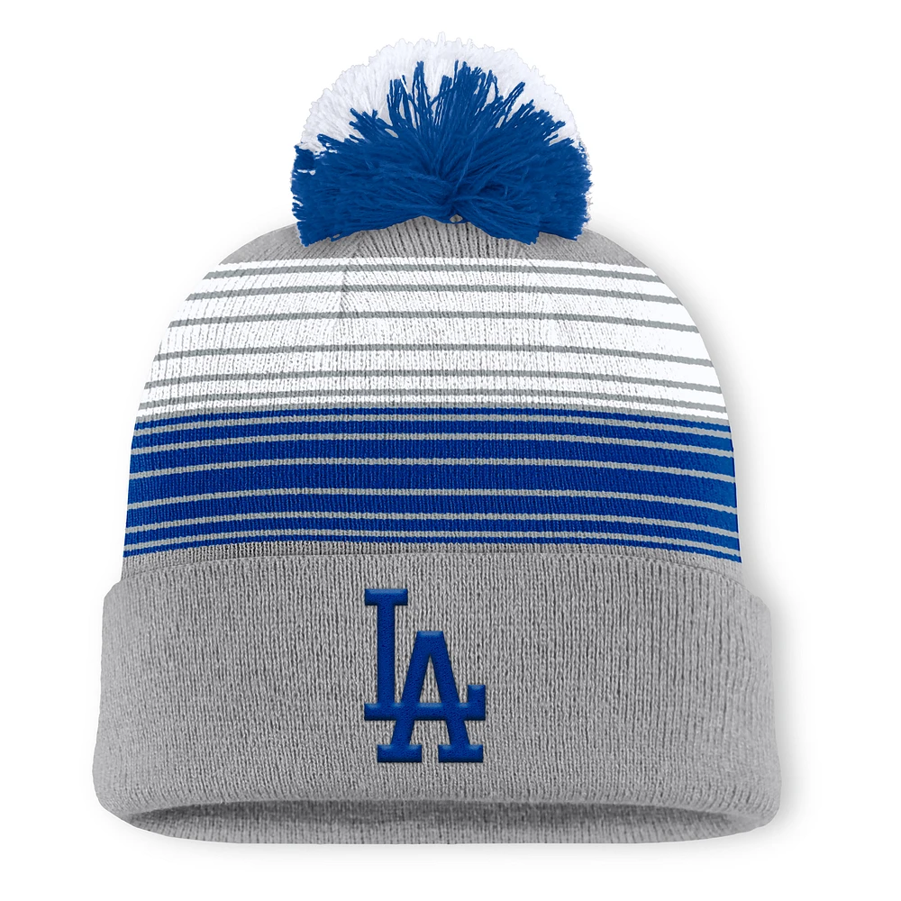 Men's Los Angeles Dodgers Fanatics Gray Balk Cuffed Knit Hat with Pom