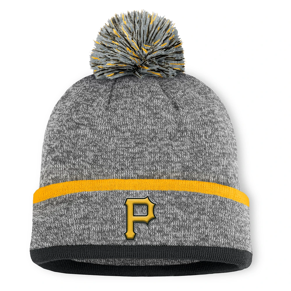 Men's Pittsburgh Pirates Fanatics Heather Gray Backstop Cuffed Knit Hat with Pom