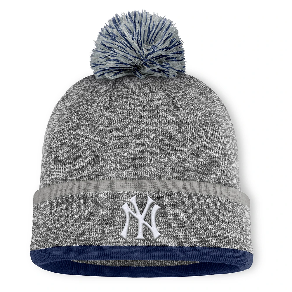 Men's New York Yankees Fanatics Heather Gray Backstop Cuffed Knit Hat with Pom