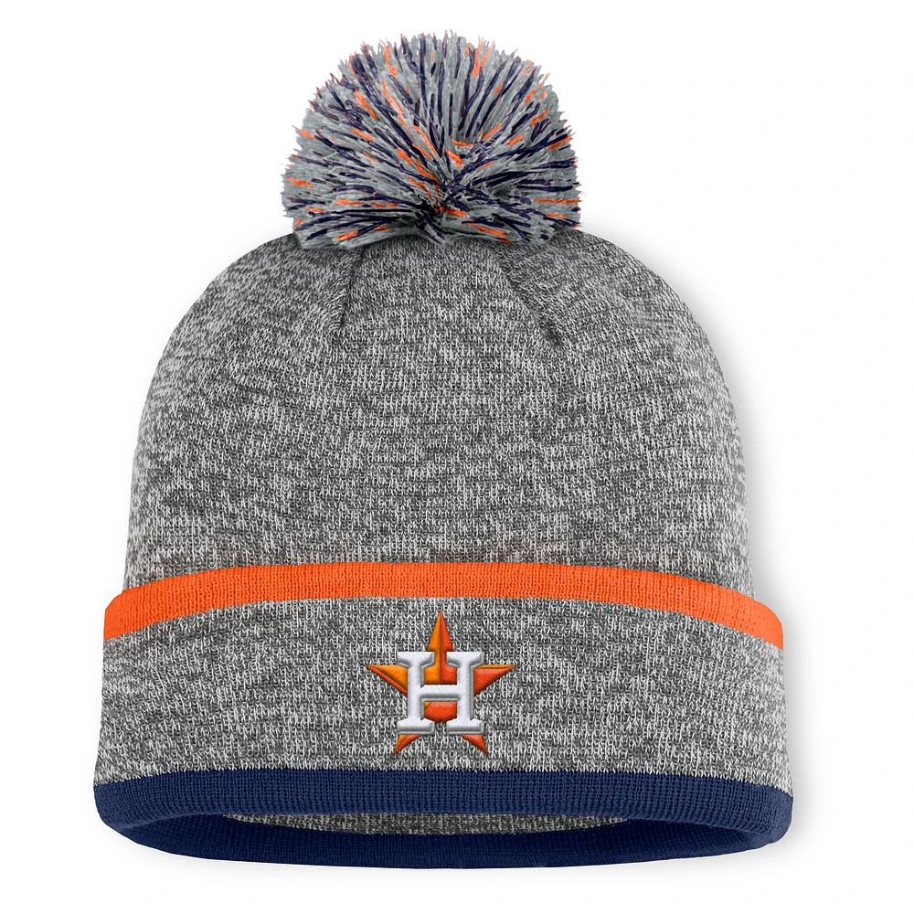 Men's Houston Astros Fanatics Heather Gray Backstop Cuffed Knit Hat with Pom