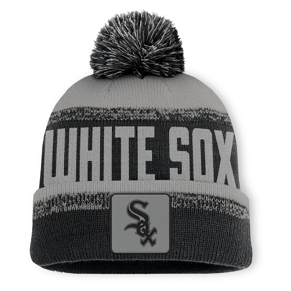 Men's Fanatics Black/Gray Chicago White Sox No-Doubter Cuffed Knit Hat with Pom