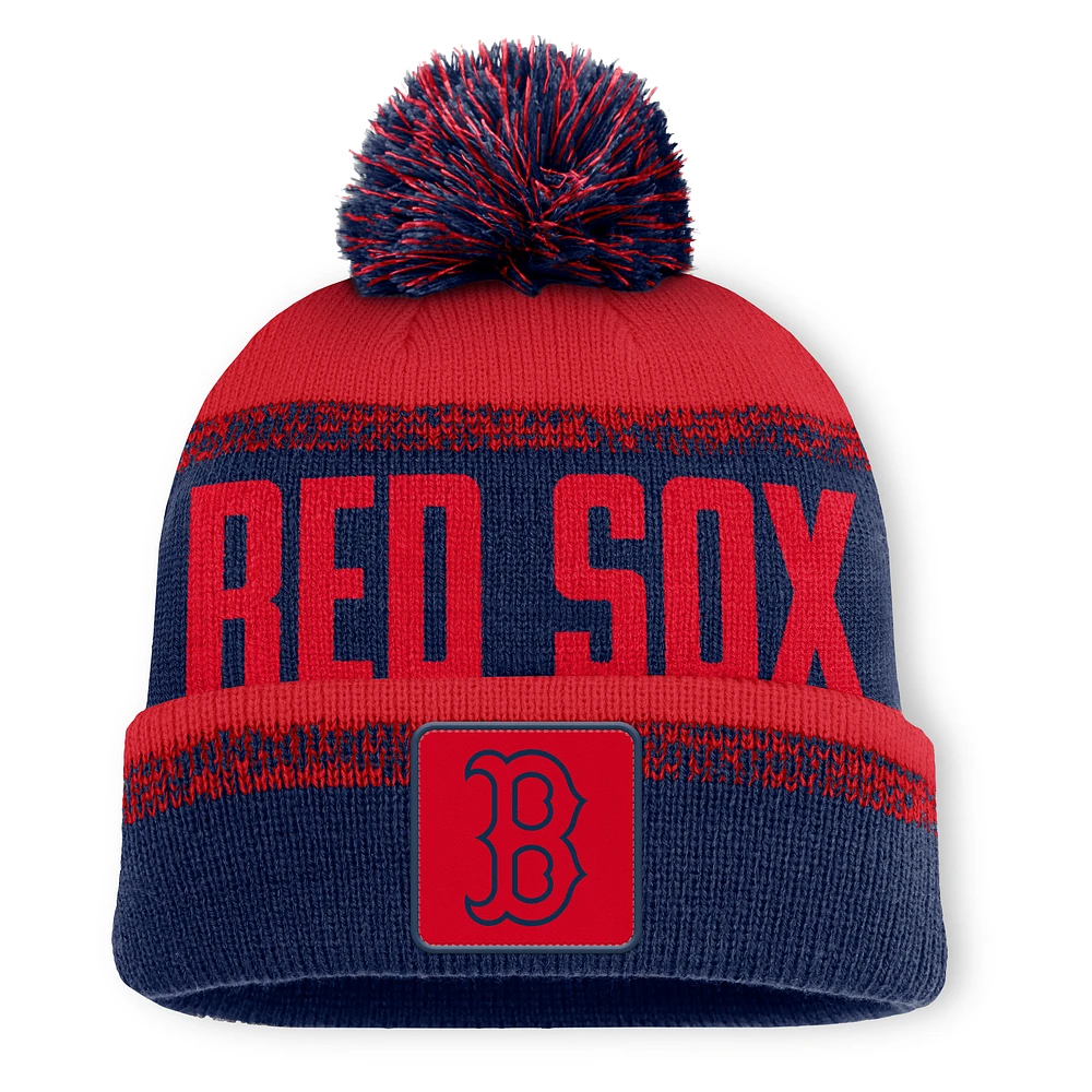 Men's Fanatics Navy/Red Boston Red Sox No-Doubter Cuffed Knit Hat with Pom
