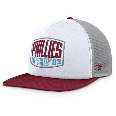 Men's Fanatics Gray/White Philadelphia Phillies Cranked Foam Front Patch Trucker Adjustable Hat