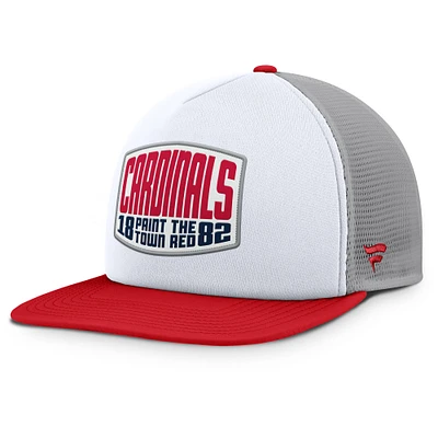 Men's Fanatics Gray/White St. Louis Cardinals Cranked Foam Front Patch Trucker Adjustable Hat